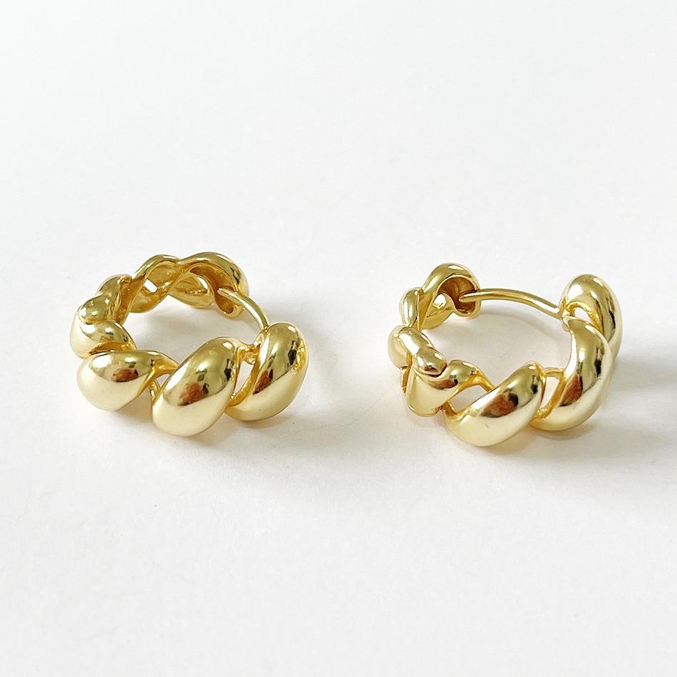 Sterling Tone Korean Twist Women Earrings Ear Buckle Hoops Earrings Souvenir Present Luxurious Earing Gold Tone Fine Accessories