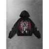 Oversized Hooded Sweatshirt With Skull Print Streetwear Unisex Loose Fit Casual Top