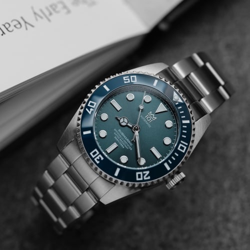 HYAKUICHI 101 No.16N 38mm Automatic Dive Watch with Ceramic Bezel, No Date, Deep Aqua, and Hack Function