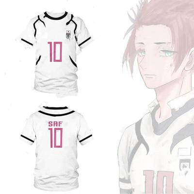 2024 Nowa Letnia Męska Niebieska Koszulka Piłkarska Anime Japońska Biała Koszulka Damska Dziecięca Sportowa Casual Krótki Rękaw Topy