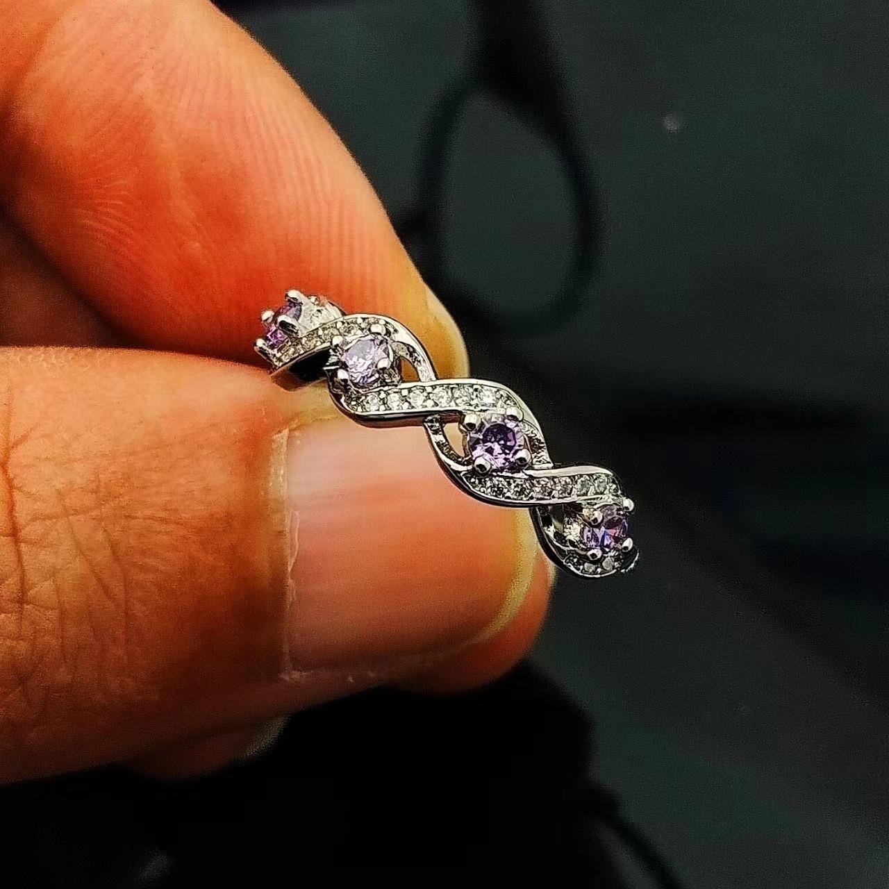 

Half Circle Zircon Row Diamond Ring, Live Ring, Women S Jewelry, Imitation Zircon Row Ring. Opening Adjustable