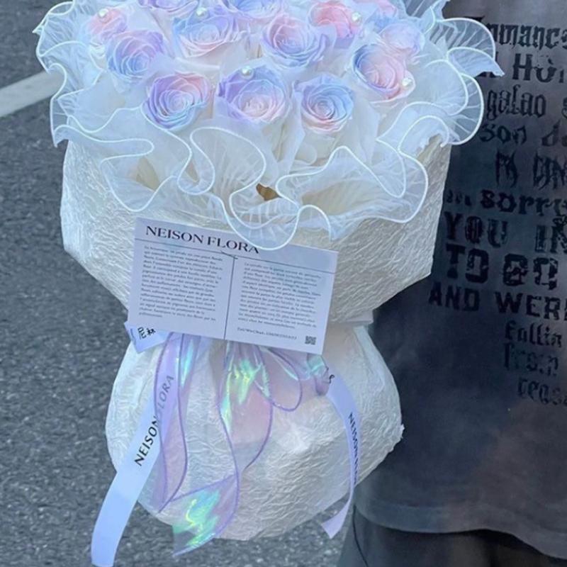 Fishtail Organza Ribbon 4Cm Reflective Iridescent Wavy Edge Ribbon For For Flower Bouquet Gifts Packaging Wedding Decorations