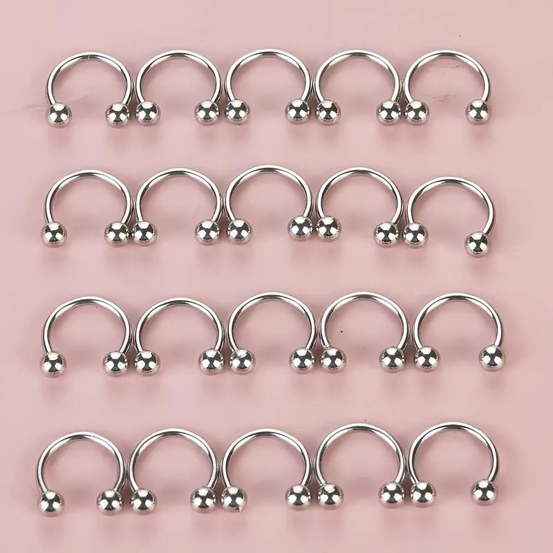20 Stück 14G 16G Edelstahl Circular Barbells Hufeisen Lippenring Augenbraue Nasenpiercing Schmuck für Damen Herren Körperpiercing 6-16mm