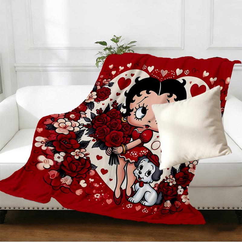 Betty Boop Print Blanket - Soft & Comfortable, for Bedroom, Travel, Sofa, Home Decoration - Birthday Christmas Gift for Friend
