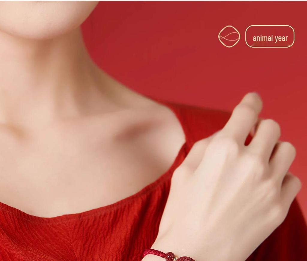 2025 Dragon Year Cinnabar Zodiac Guardian Hand-Woven Red Rope Bracelet for All Genders and Children