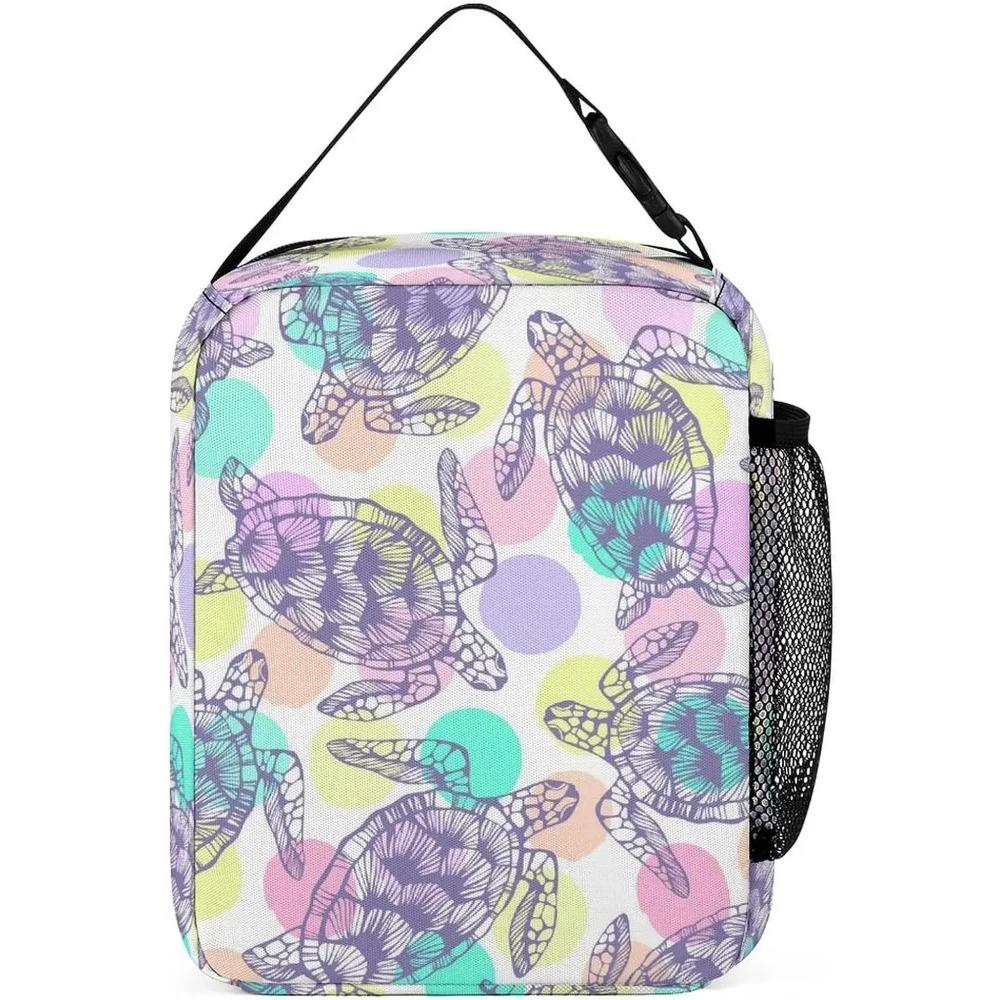 Sea Turtle Lunch Bag Insulated Lunch Bag Colorful Sea Animal Lunch Bag for Women Men Reusable Portable Lunchbox with Zipper