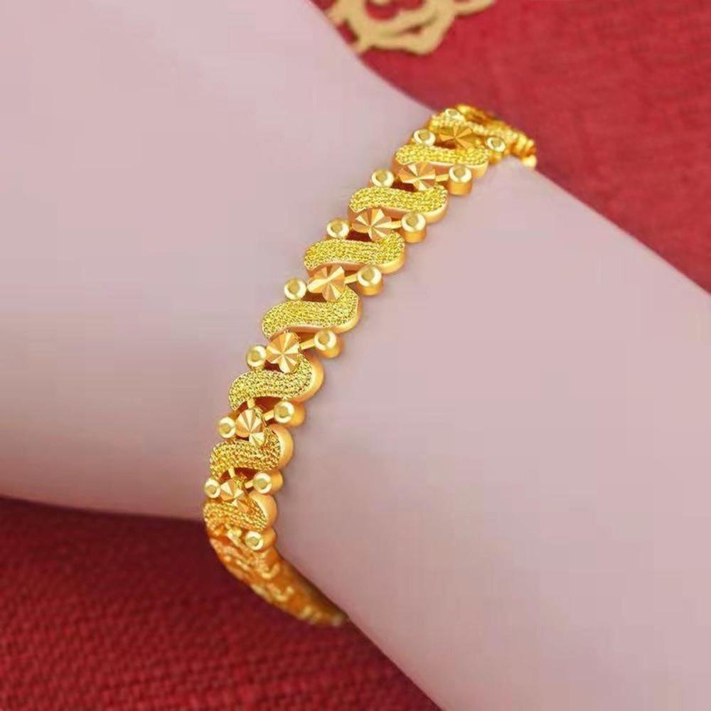 Fashionable Love Heart Golden Bracelet Flower Ornaments Hollow Bracelet Alloy Jewelry Chinese Style Bangles Gifts