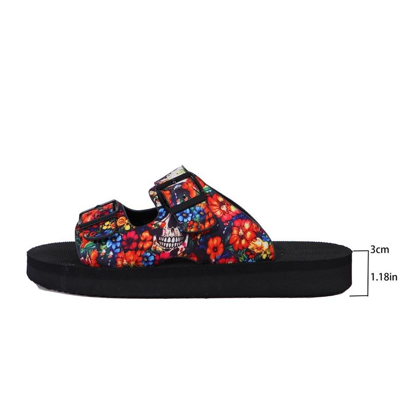 2024 New Summer High Quality Women's Shoes Fashion Open Toe Color Block Buckle Casual Roman Women's Flat Beach Slippers