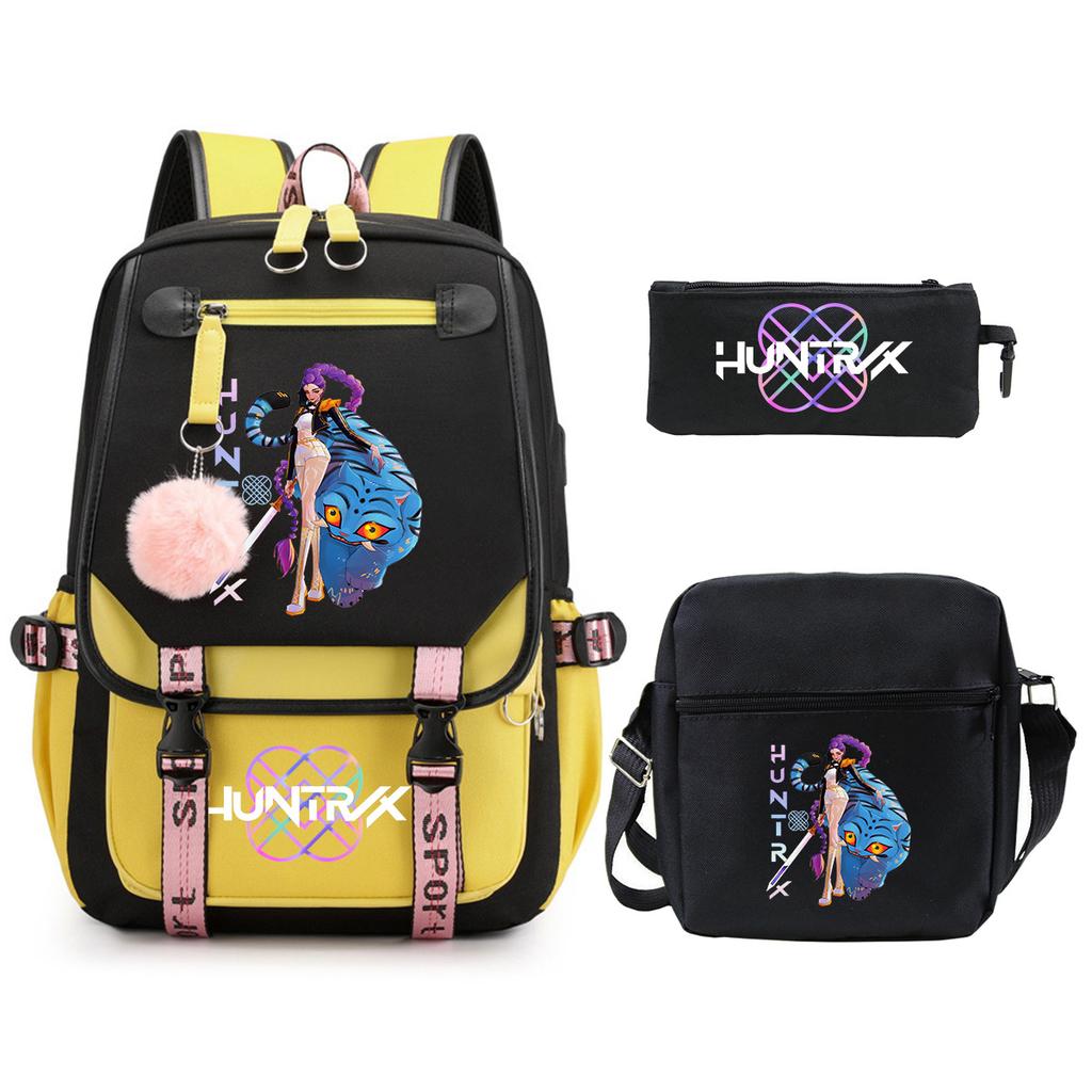 KPop Demon Hunters Korean version of student school bag children's backpack pencil bag set