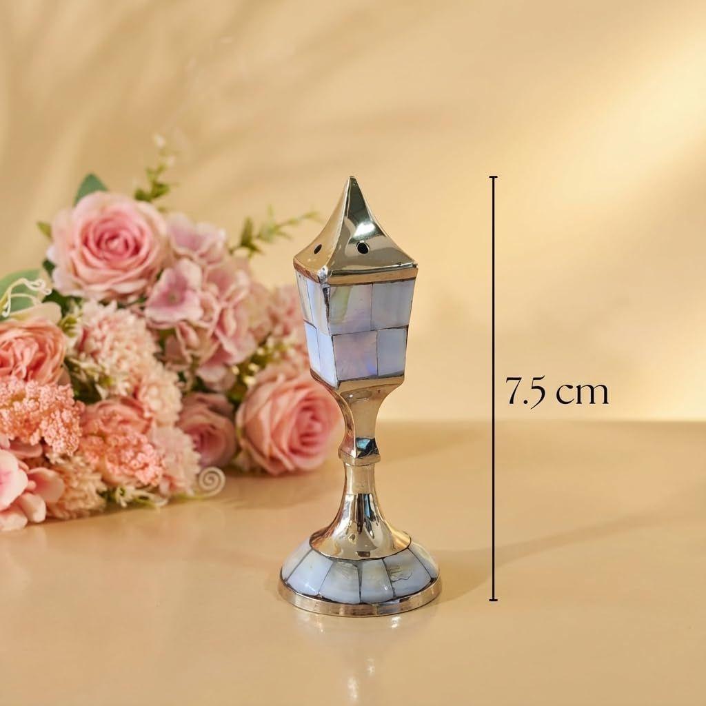 Lamp Post Design Brass & Mother of Pearl Incense Stick Holder for Home Decor