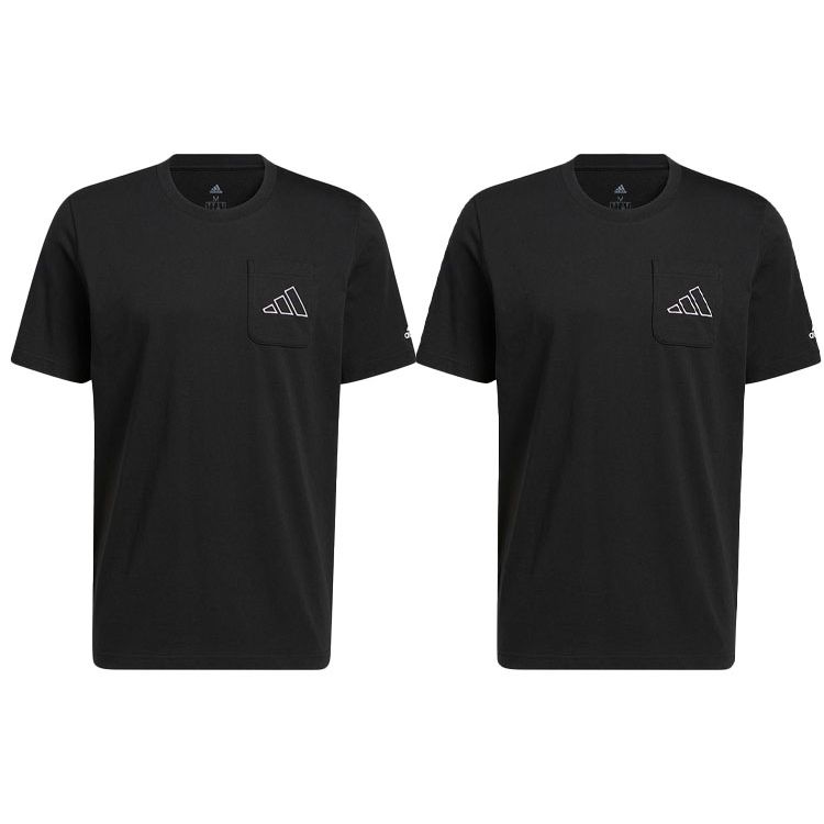 Adidas Pánské tričko s krátkým rukávem a kulatým výstřihem, s potiskem loga, jednobarevné, černé HI5546