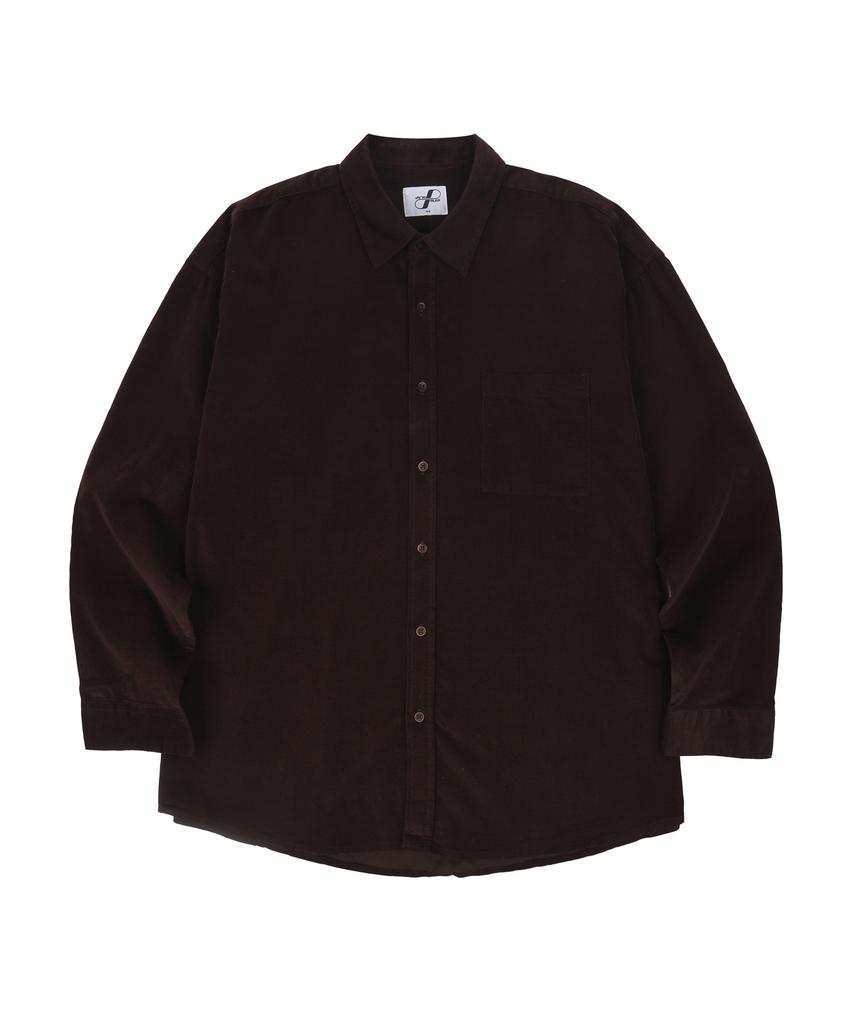 PALAP Unisex Oversized One-Pocket Soft Corduroy Shirt_Pl25F9Sh046_Dbr