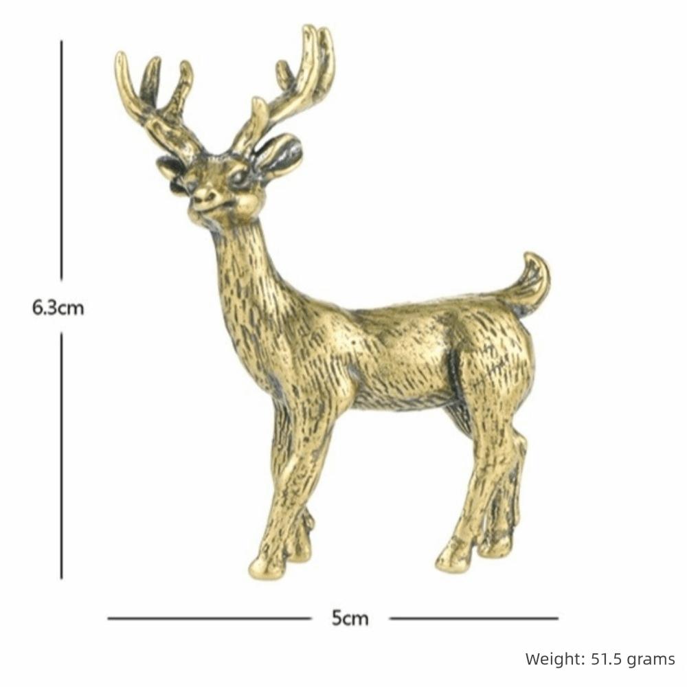 Three-Dimensional Brass Elk Statue Brass Miniature Elk Ornament  Christmas Gift