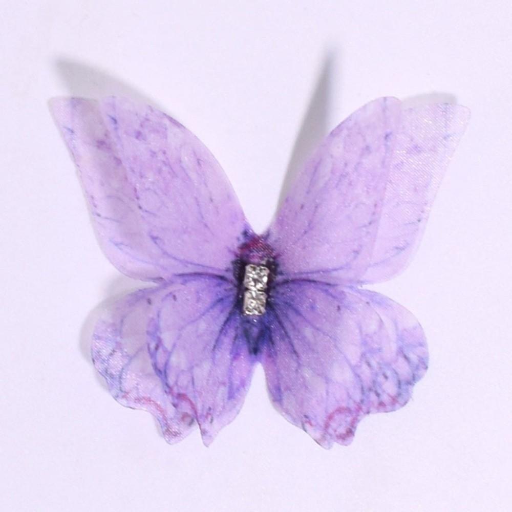 

50Pcs 3D Organza Fabric Butterfly Appliques Colorful Double-layer Chiffon Butterfly Embroidered Patches Translucent фиолетовый
