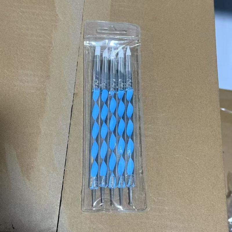 5-Piece Nail Art Silicone Dotting Pen Set for Polymer Clay & Rhinestones
