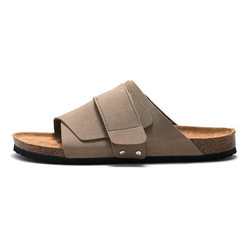 Fashion Summer New Cork Slippers Men's Couple Women's Sandals Outdoor Leisure Men's Women's Beach Slippers Plus Size 35-45