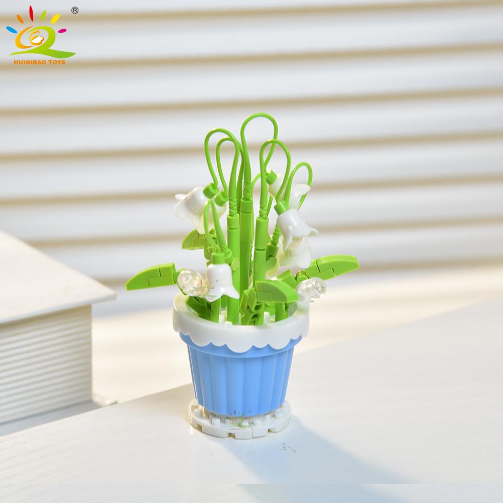 

HUIQIBAO MOC Букет Кімнатна рослина Мікроблоки Вічна квітка Модель DIY Домашній декор для столу Цегляна іграшка для дітей with box