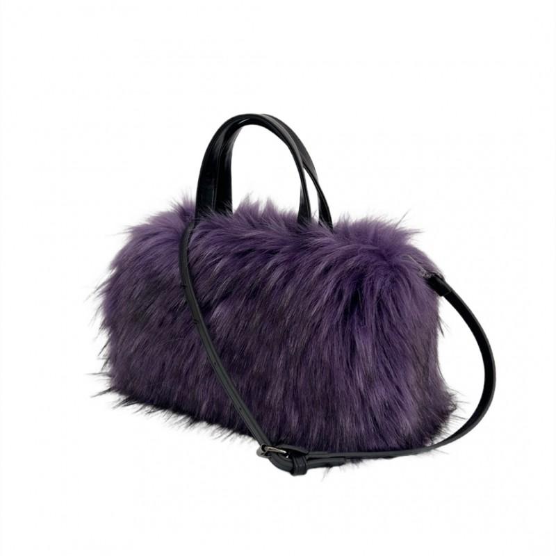 Womens Plush Tote Bag Faux Raccoon Fur Crossbody Handbag Pillow Shape Y2K Sweet Cool Style