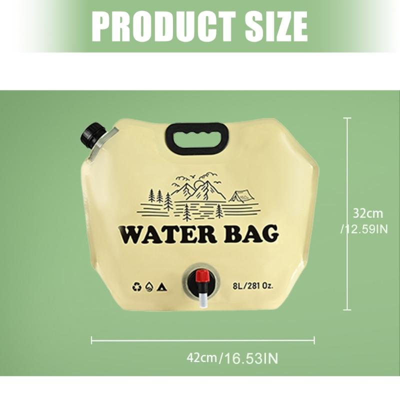 Outdoor Folding Water Container Bag with Faucet 8L Large Capacity Portable Water Bag Leakproof Water Bucket Enduring