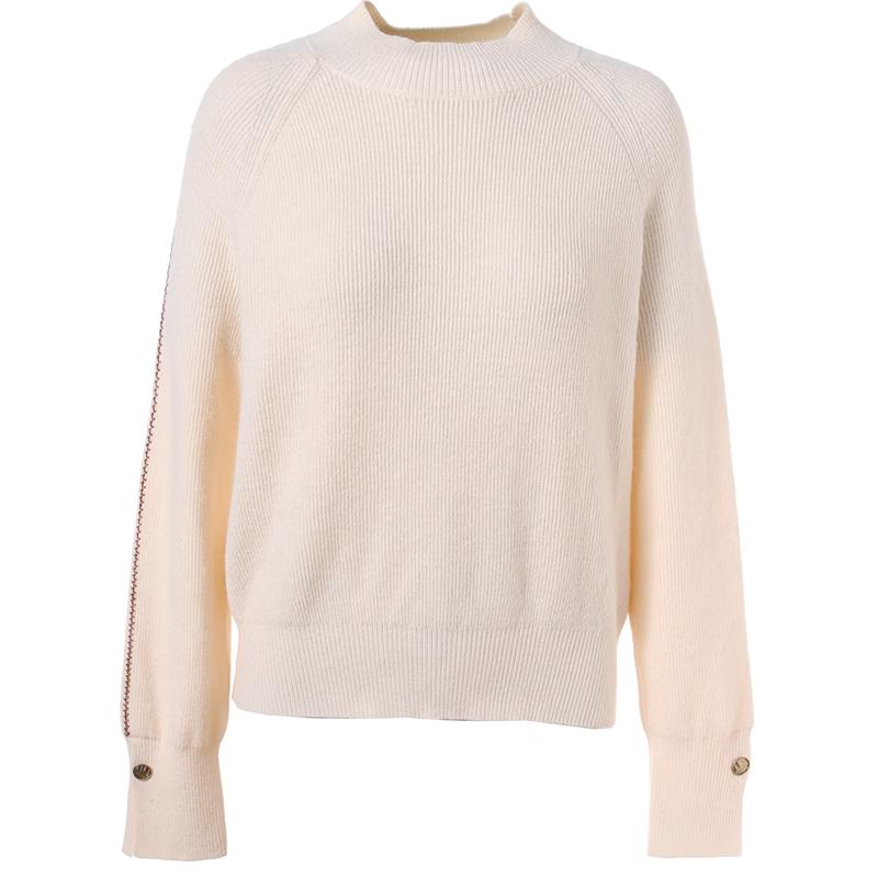 Betu Women s Contrast Embroidered Semi-High Neck Sweater M