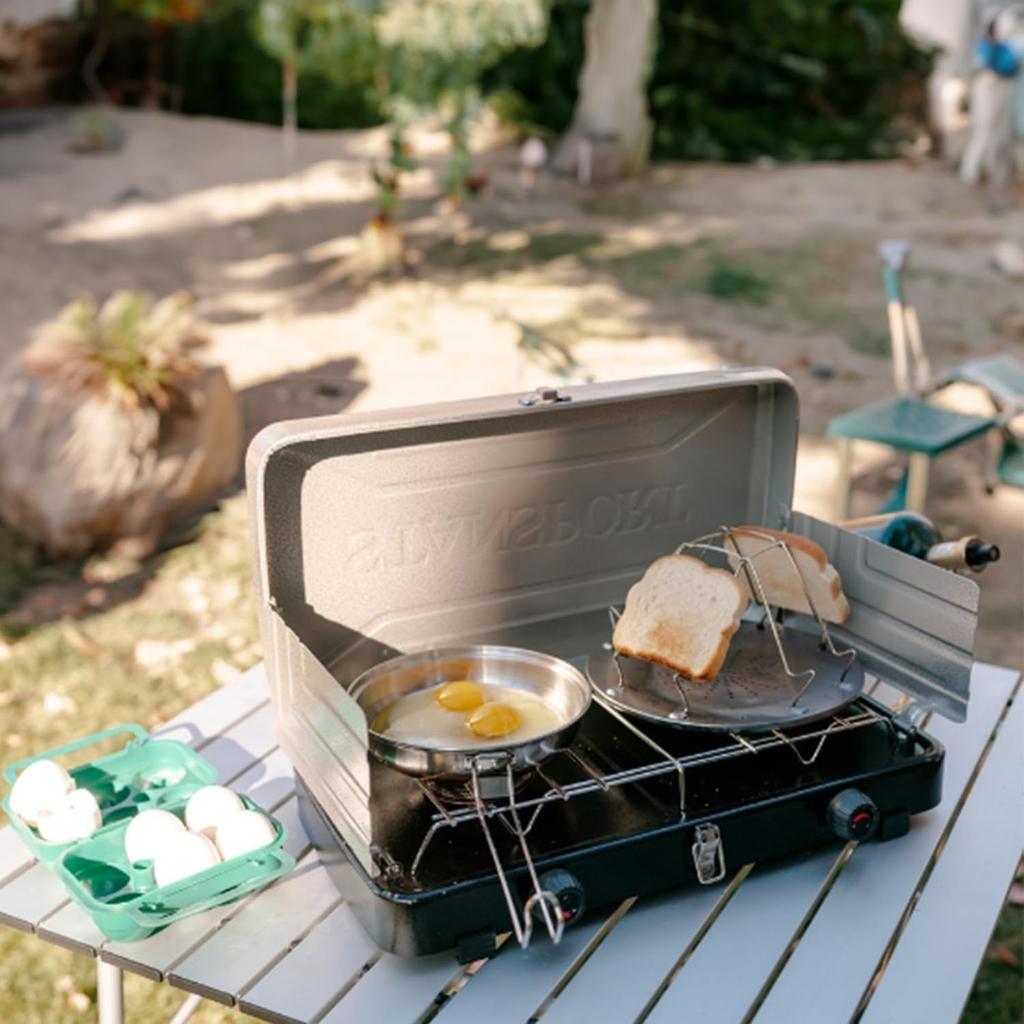 Camping Toaster for Gas Stove – 4-Slice Stainless Steel Stovetop Bread Toast Rack for Outdoor Cooking, Hiking, BBQ, and Picnics – Compact and