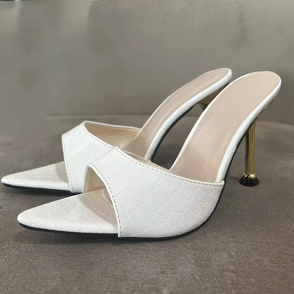 Damen Sommer Sandalen mit offenen Zehenspitzen und hohen Absätzen: Elegante Riemchensandalen mit dünnen Absätzen