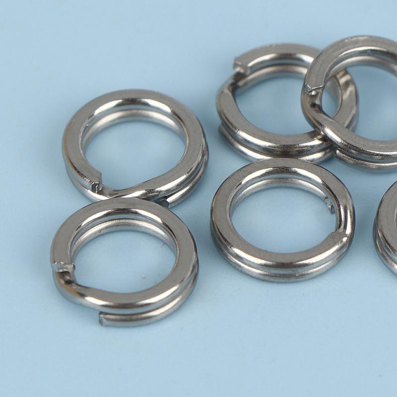 Fishing Split Rings 100Pcs Stainless Steel Lure Rings Saltwater Terminal Tackles Split Rings Fishing Connectors Snap Rings