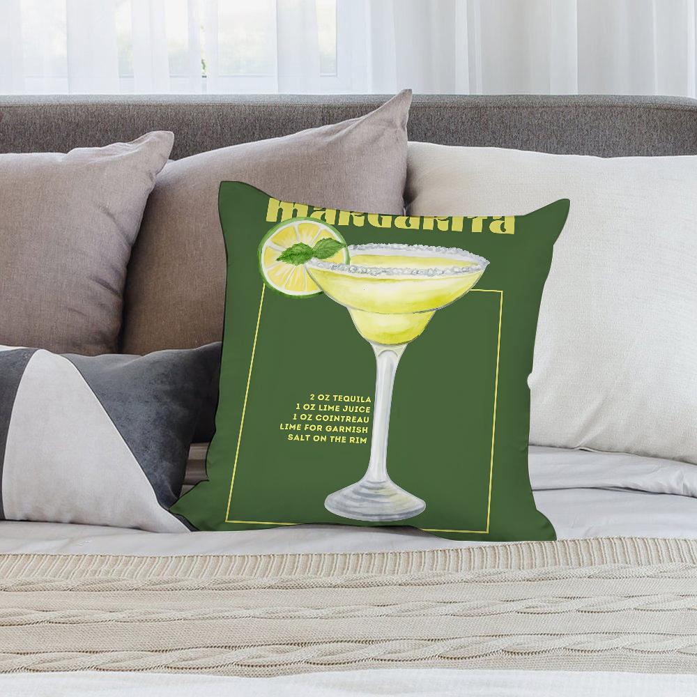 Margarita Cocktail Art Pillow Case Short Plush Pillow Covers Sofa Decorative Gift Home Double-sided Printing Cushion Cover