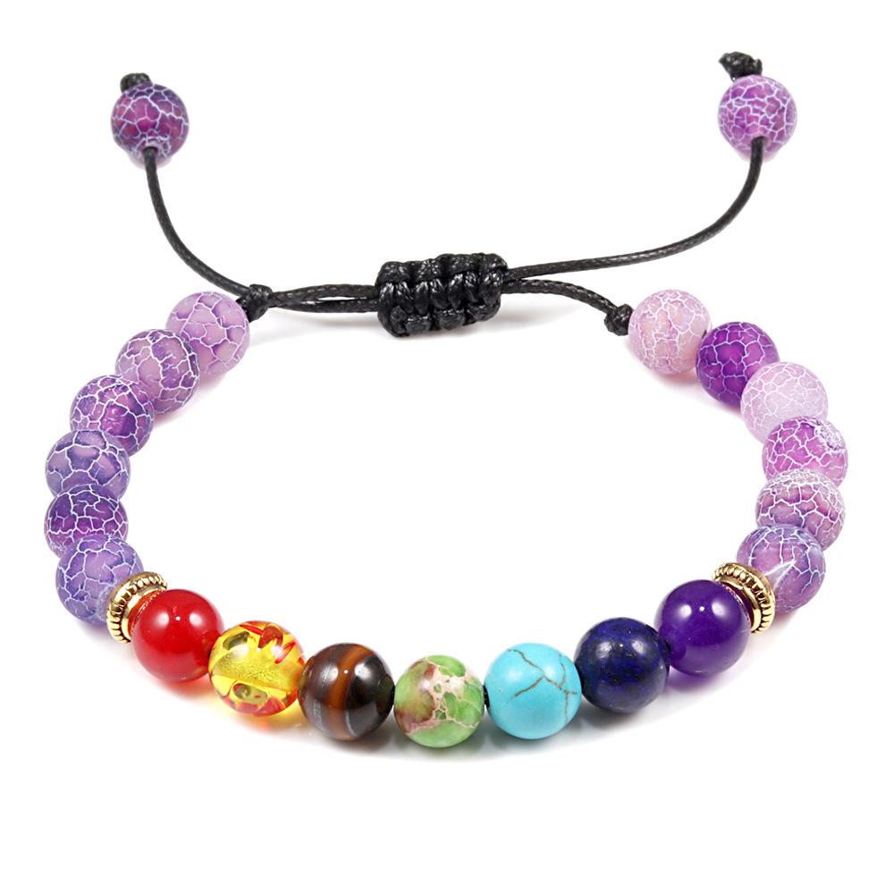 Siebenfarbiges Vulkanstein & Tigerauge Perlenarmband: Verstellbar Handgefertigt Herrenstil