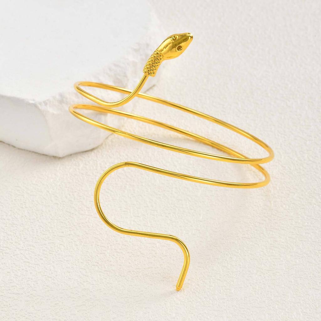 Vnox Snake Spiral  Arm Bracelet For Women, Simple Stainless Steel Cuff Armband, Fashion Armlet Jewelry Wholesale