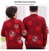 Year-Round Fu Character Sweater for Middle-Aged & Elderly Couples - Red Plus Velvet Tang Suit Cardigan