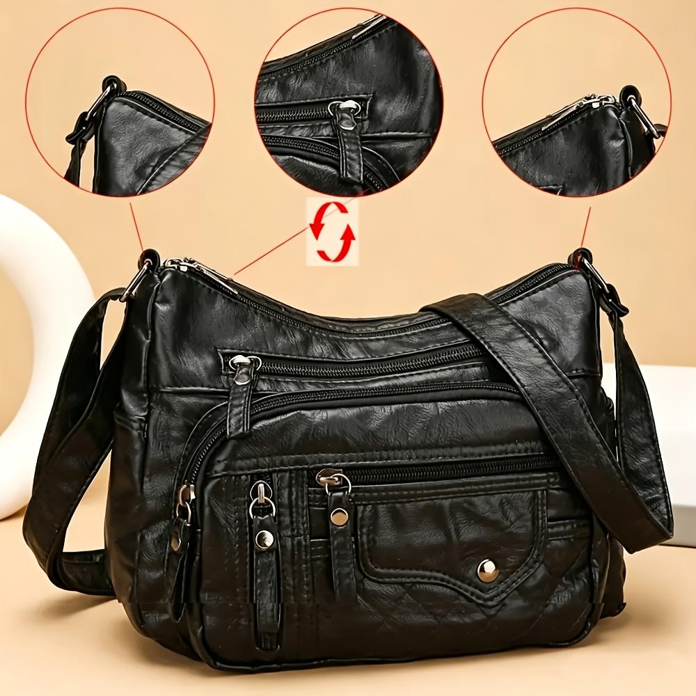 Fashion Large Capacity PU Women Shoulder Handbag, Adjustable Strap Anti-theft Zipper Crossbody Bag With Multi Pockets For Daily Casual Use