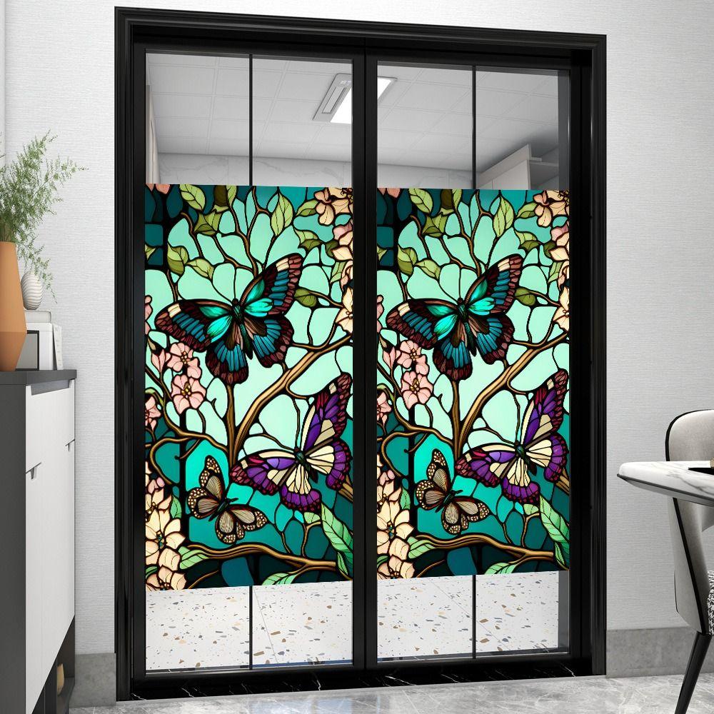 Selbstklebender Blumen Vogel Fensterglasaufkleber DIY Fenster Sichtschutzfolie Aufkleber Fenster