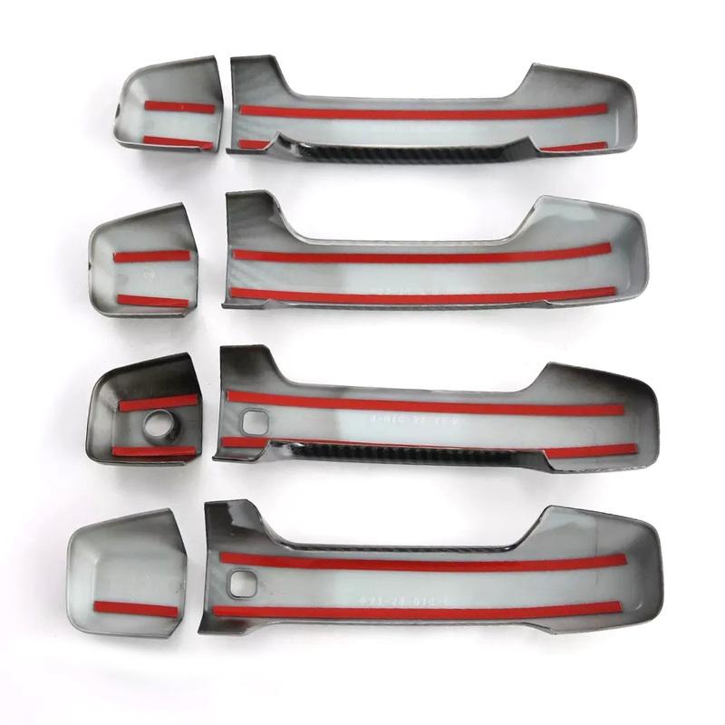 Carbon Fiber Style Car Exterior Side Door Handle Cover Trim Set ABS Fit for Mitsubishi Triton MV 2024