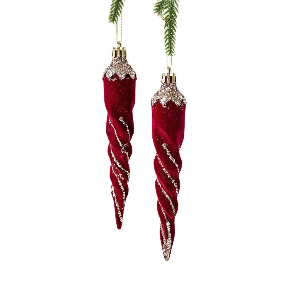 Red Christmas Tree Decoration Flocking Christmas Bell Pendant  Favors Decor