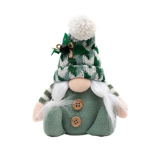 Christmas Gnome Doll Decoration Handmade Plush Green Swedish Tomte Figurine Holiday Elf Dwarf Ornaments for Home Tiered Tray Tabletop Decor