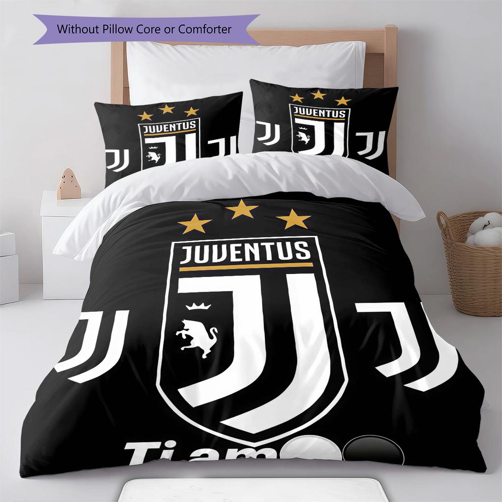 Set Copripiumino Trapuntato Juve Federa Federe Decorazione Casa Regalo di Compleanno (1 * copripiumino + 2 * federa, senza nucleo)