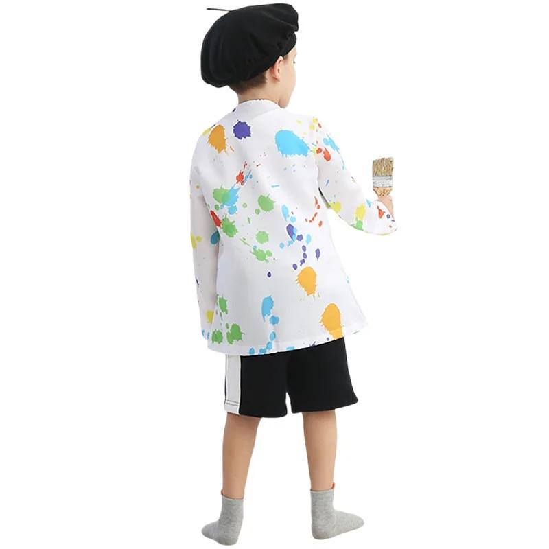 Artists Painters Stage Performance Costumes Kids Halloween Events Carnival Theme Party Cosplay Outfit Pretend Game Jacket Hat