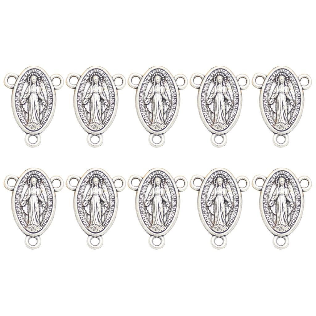 10pcs Virgin Mary Medal Pendant Antique Oval Charm Jewelry Making Supplies