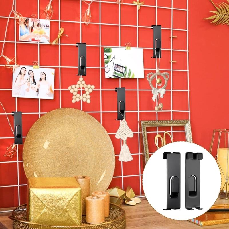 10pcs Rusts Resistant Hangers Heavy Duty Grid Wall Hooks Rustproof Metal Hooks For Decorative Storage Solution