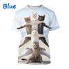 Funny Cute Cat 3D Printing T-Shirt Animal Creative Personality Interesting Street Round Neck Short Sleeve Tees Tops