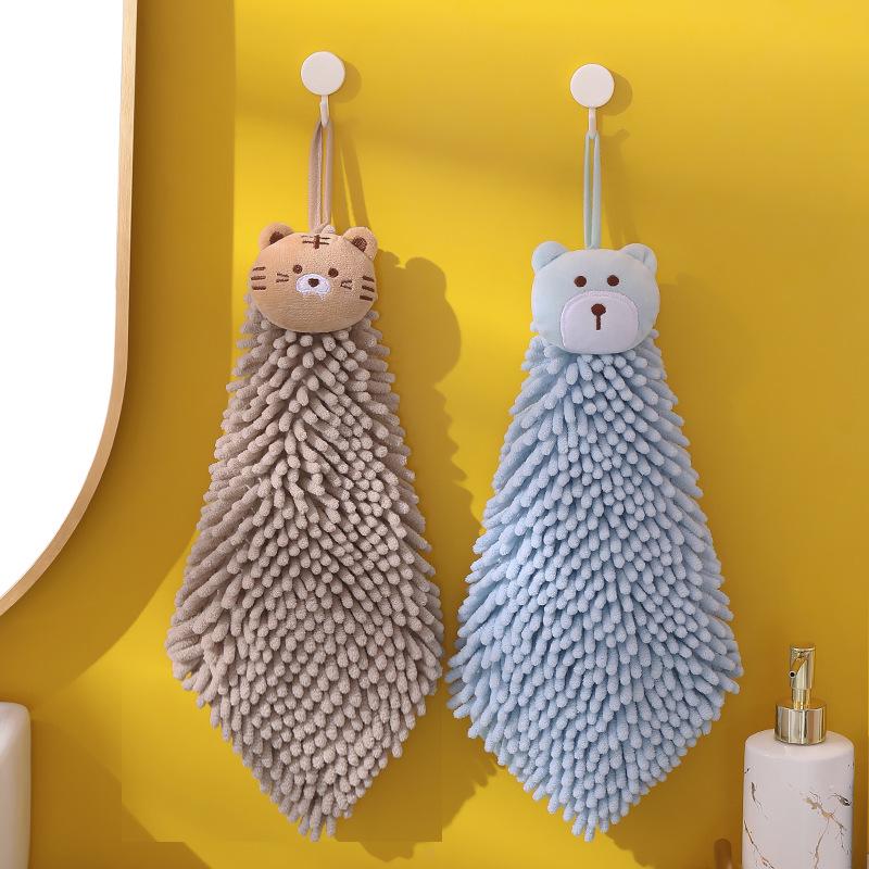 INS Cute Chenille Hand Towel: Thick, Soft, Quick-Drying, Absorbent, Hanging Design for Kitchen & Bathroom.
