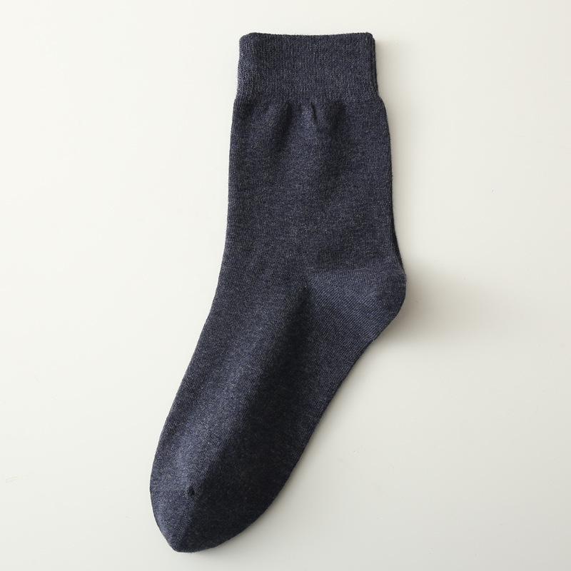 Men's Anti-Odor Sweat-Absorbent Pure Cotton Socks for Autumn/Winter - Simple Business Style Mid-Calf Length