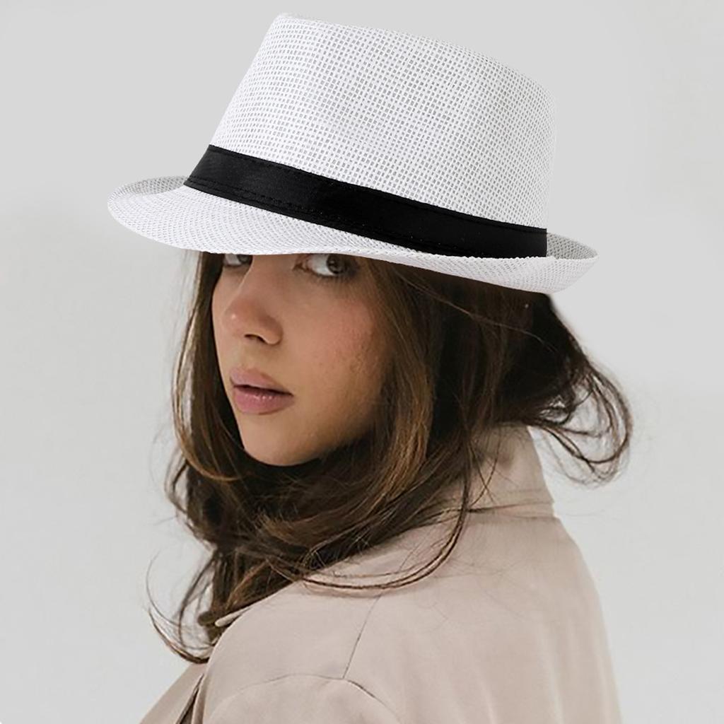 Fashion Sun Hat Unisex British Style Outdoor Straw Beach Hat for Men Women Summer Sun Protection Wide Brim Hat