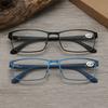 1pc Business Reading Glasses For Men Spring Hinge Computer Phone Reading Rectangular Full Frame Metal Presbyopic Eyeglasses