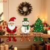 3pcs 2D Flat Christmas Wooden Tabletop Decorations Santa Claus Snowman Christmas Tree Holiday Home Decor Decorative Plaques Ornaments