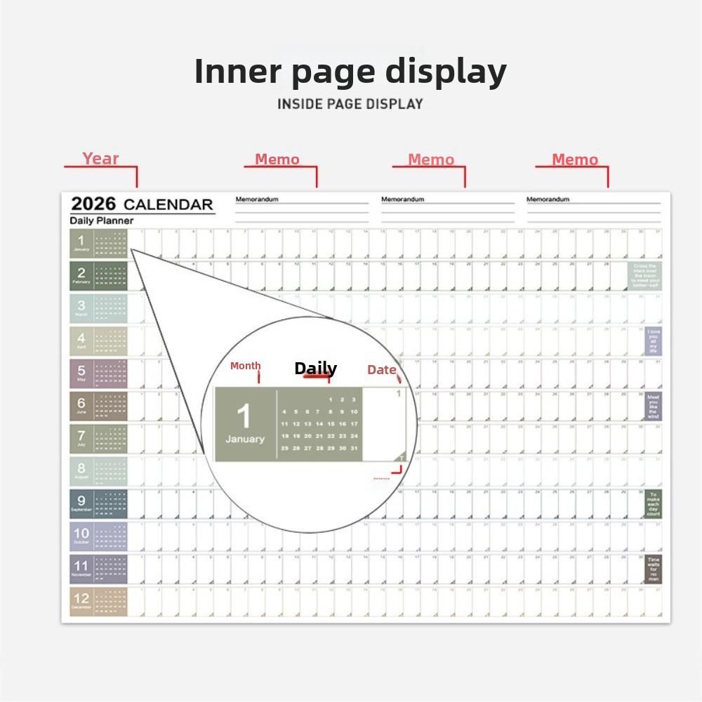 2026 Wall Hanging Calendar Annual Planner To Do List Schedule Calendar Planner Sheet Memo Pad Agenda Organizer