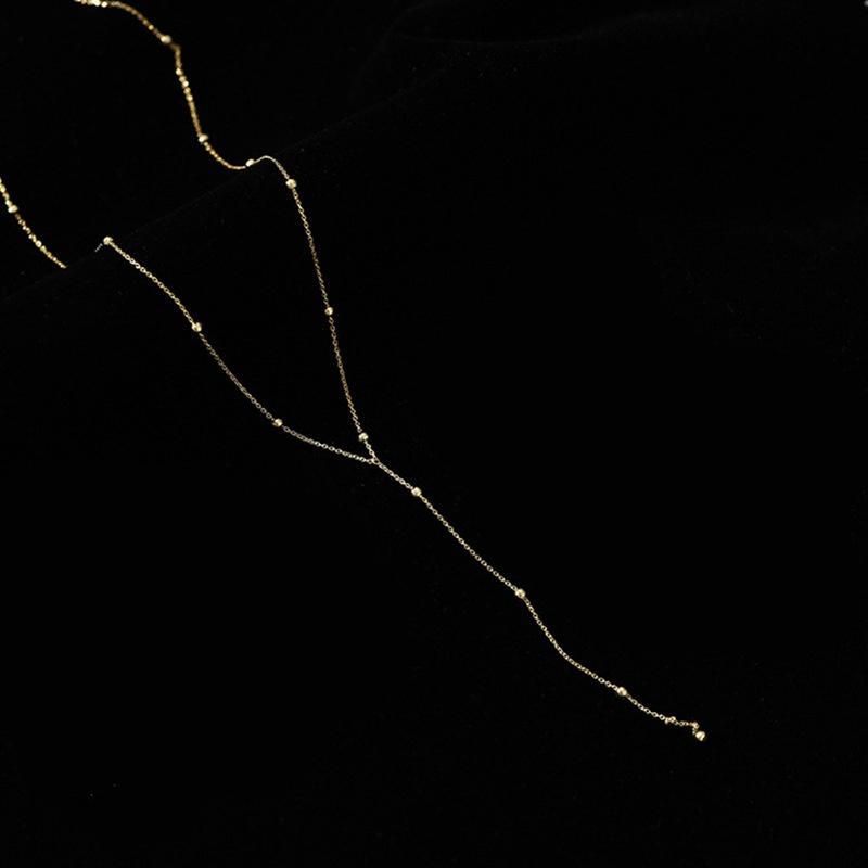 Collier à pampilles en perles rondes à la mode pour femme, nouvelle chaîne de clavicule simple d'été, longue chaîne géométrique, bijoux personnalisés pour femme