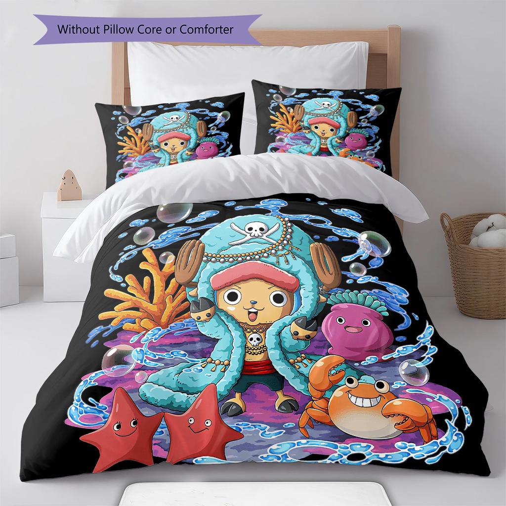 Cartoon Pattern Bedding Quilt Set Quilt Cover Pillowcase Home Decoration Birthday Gift (1 * Duvet Cover + 2 * Pillowcase, Without Core)