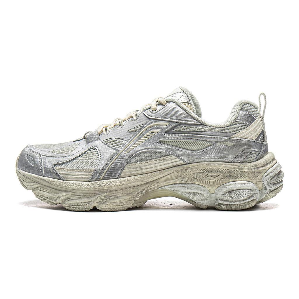 Li Ning Boom Support Cushioning Slip Resistant Abrasion Resistant Rebound Low Top Running Shoes Women's Silver Gray ARXV006-2